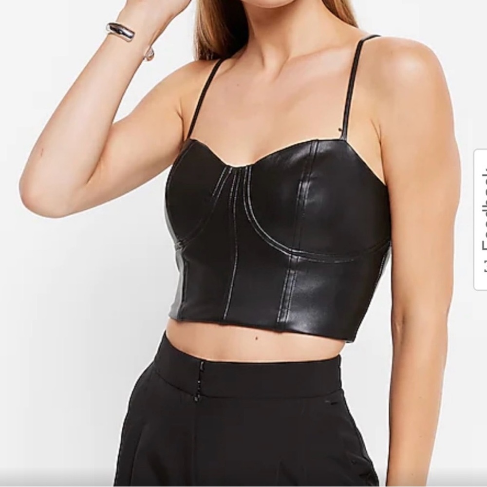 Express Black Faux Leather Crop Top